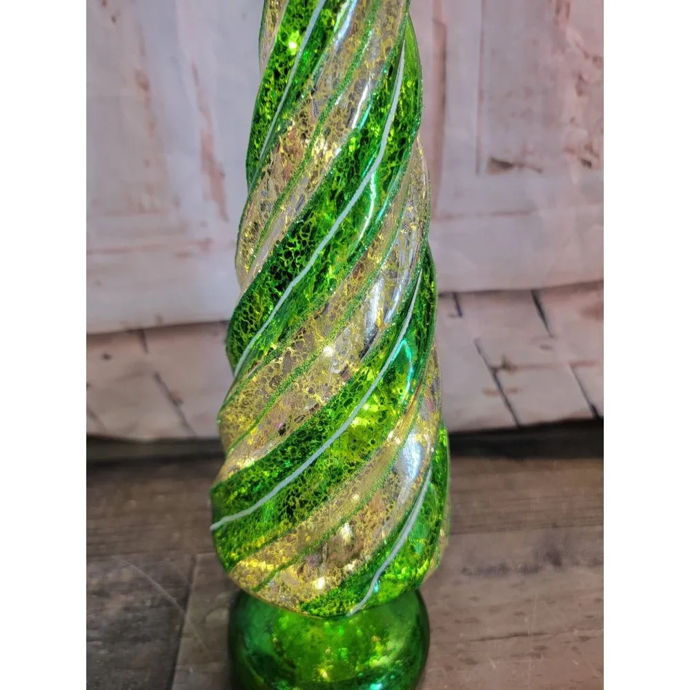Green striped crackle tree Xmas star‎ Decor figure light up